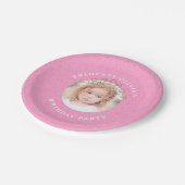 ピンク誕生日ガールプリンセスカスタム ペーパープレート (アングル)