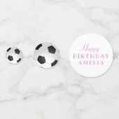 ピンク誕生日サッカーボールサッカー誕生日パーティー コンフェッティ (正面)