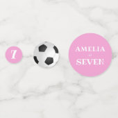 ピンク誕生日サッカーボールサッカー誕生日パーティー コンフェッティ (裏面)