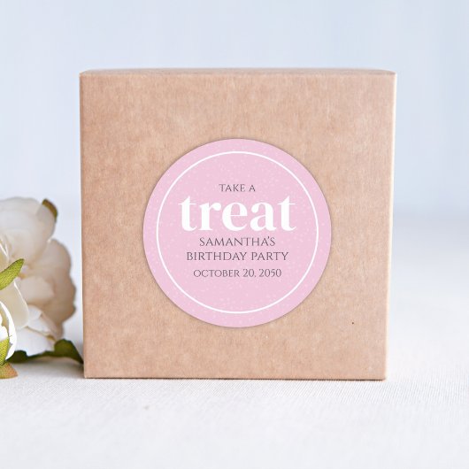 ピンク誕生日シンプルミニマリストモダントリート ラウンドシール