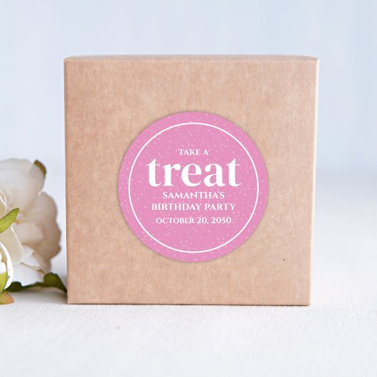 ピンク誕生日シンプルミニマリストモダントリート ラウンドシール