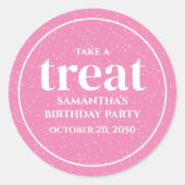 ピンク誕生日シンプルミニマリストモダントリート ラウンドシール (正面)