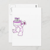 ピンク誕生日テディベアパーティーテーマ ポストカード (正面/裏面)