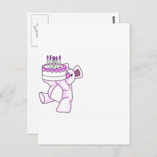 ピンク誕生日テディベアパーティーテーマ ポストカード (正面/裏面)