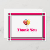 ピンク誕生日バルーンありがとうはがき ポストカード (正面/裏面)