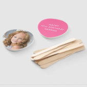 ピンク誕生日フォトカスタム ハンドファン (組立なし)