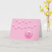 ピンク誕生日ボールエージ2 カード (黄色い花)