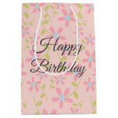 ピンク誕生日ポスパターン ミディアムペーパーバッグ (正面)