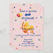 ピンク誕生日射手座 招待状 (正面/裏面)