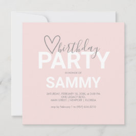 ピンク誕生日招待状オンライン