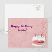ピンク誕生日葉書 ポストカード (正面/裏面)