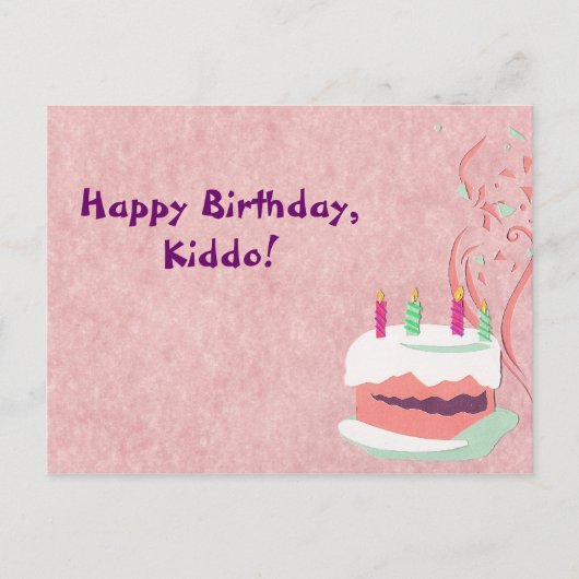 ピンク誕生日葉書 ポストカード (正面)
