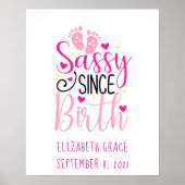 ピンク誕生統計ベビーフットプリント誕生以降 ポスター (正面)