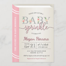 ピンク語り草本図書館赤ちゃん少女がスプリンクル 招待状