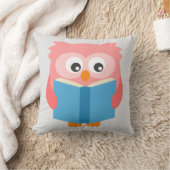 ピンク読かわいいフクロウ クッション (ブランケット)