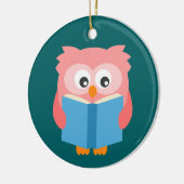 ピンク読かわいいフクロウ セラミックオーナメント (左)