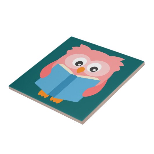 ピンク読かわいいフクロウ タイル (側面)