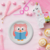 ピンク読かわいいフクロウ ペーパープレート (パーティー)