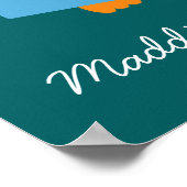 ピンク読かわいいフクロウ ポスター (角)