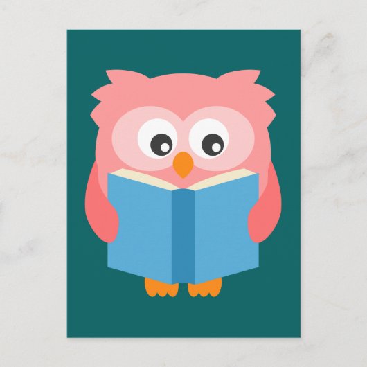 ピンク読かわいいフクロウ ポストカード (正面)