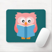 ピンク読かわいいフクロウ マウスパッド (マウス)