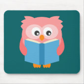ピンク読かわいいフクロウ マウスパッド (正面)