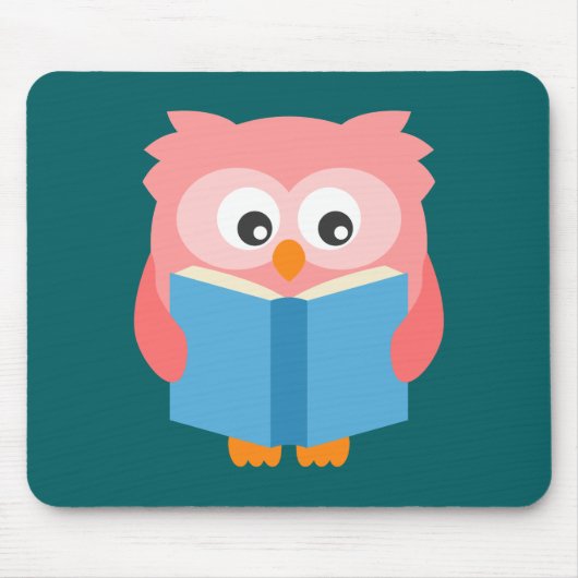 ピンク読かわいいフクロウ マウスパッド (正面)