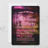 ピンク警告レベル01ハローウィンパーティ招待状 招待状 (正面)