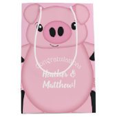 ピンク豚のベビーシャワー ミディアムペーパーバッグ (正面)
