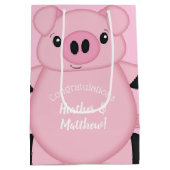 ピンク豚のベビーシャワー ミディアムペーパーバッグ (裏面)