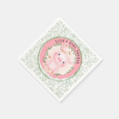 ピンク豚の可愛い女の子ベビーシャワーカスタム スタンダードカクテルナプキン (角)