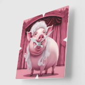 ピンク豚の壁時計 スクエア壁時計 (傾斜)