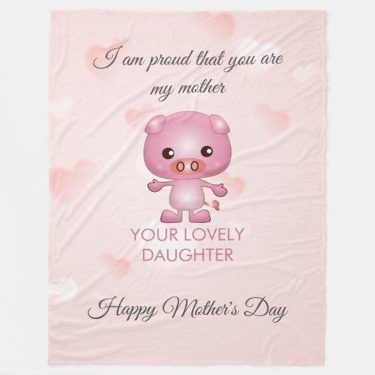 ピンク豚の漫画 フリースブランケット (正面)