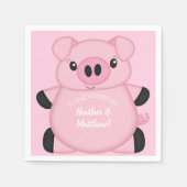 ピンク豚の赤ちゃんシャワー スタンダードカクテルナプキン (正面)