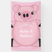 ピンク豚の赤ちゃんシャワー 横断幕 (縦)