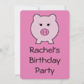 ピンク豚をサディ·ザ·ピンク豚〜かわいいガーリーかわいい 招待状 (正面)