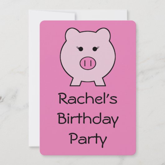 ピンク豚をサディ·ザ·ピンク豚〜かわいいガーリーかわいい 招待状 (正面)