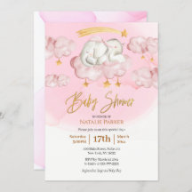 ピンク象きらびやかな小さな星の女の子ベビーシャワー