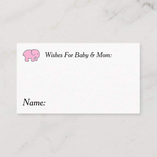 ピンク象のおむつのラッフルのチケット エンクロージャーカード (裏面)