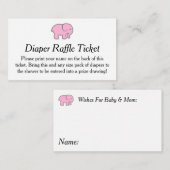 ピンク象のおむつのラッフルのチケット エンクロージャーカード (正面/裏面)