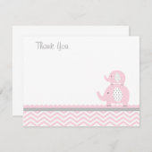 ピンク象のサンキューカード ノートカード (正面/裏面)