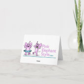 ピンク象のスタイルのロゴのメッセージカード カード (裏面)