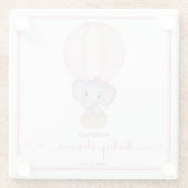 ピンク象のベビーガールシャワー ガラスコースター (裏面)