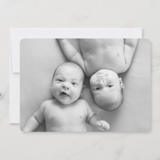 ピンク象のベビーガール写真誕生のお知らせ 案内状 (裏面)