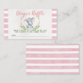 ピンク象のベビーシャワーのおむつのラッフルの挿入物 エンクロージャーカード (正面/裏面)