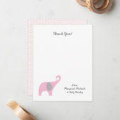 ピンク象のベビーシャワーはノート/女の子感謝していしています ノートカード (正面/裏面インサイチュ)