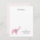 ピンク象のベビーシャワーはノート/女の子感謝していしています ノートカード (正面/裏面)