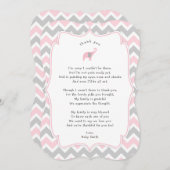 ピンク象のベビーシャワーは詩が付いているノート感謝していしています サンキューカード (正面/裏面)