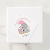 ピンク象のベビーシャワーメッセージカード フェイバータグ (インサイチュ)