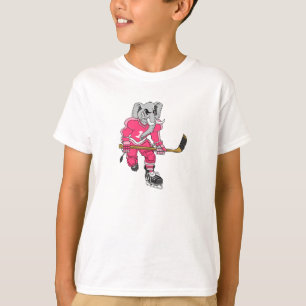 ピンク象のホッケー選手 Tシャツ